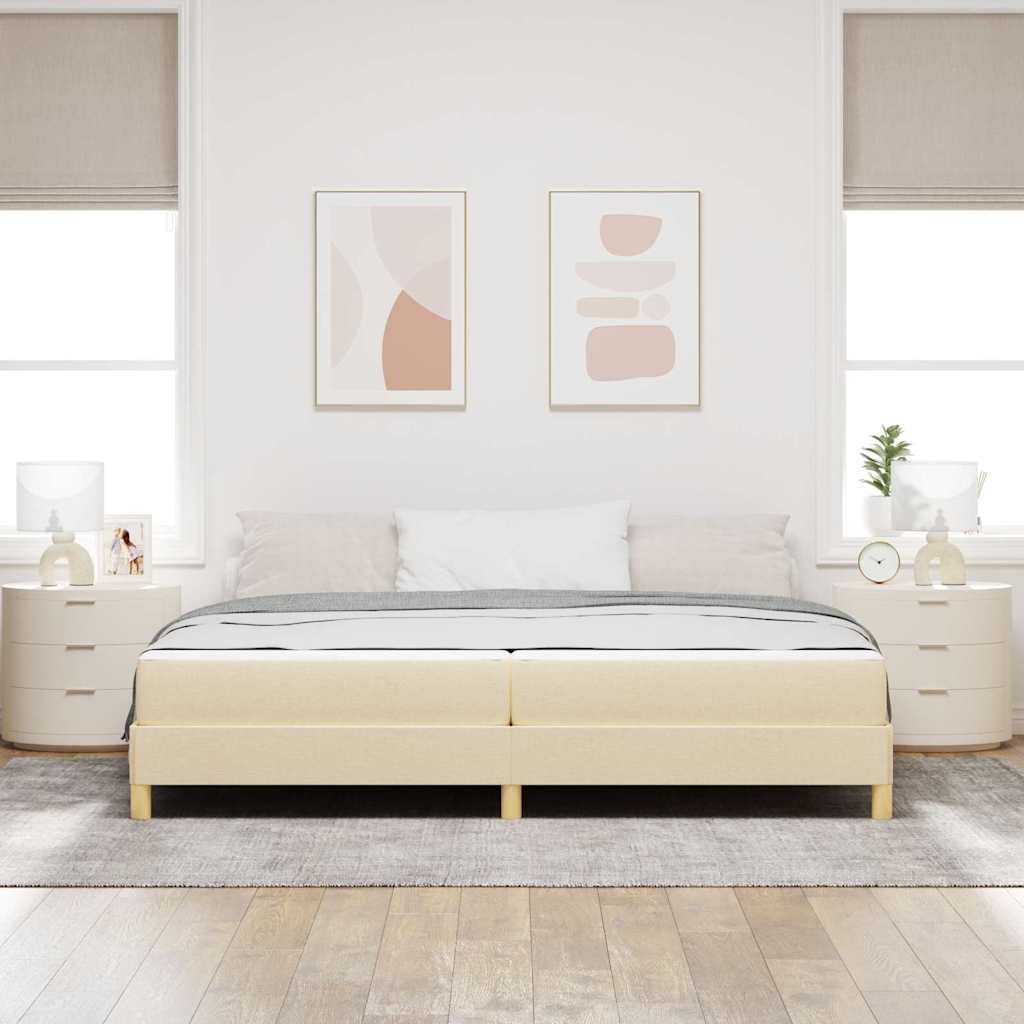 vidaXL Κρεβάτι με ελατήρια με στρώμα Κρεμ 200 x 200 cm ύφασμα