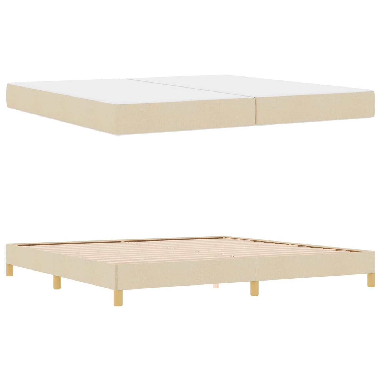 vidaXL Κρεβάτι με ελατήρια με στρώμα Κρεμ 200 x 200 cm ύφασμα