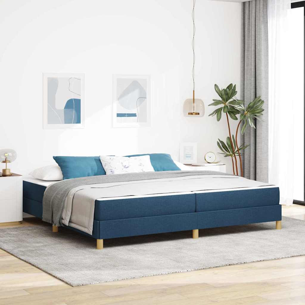 vidaXL Κρεβάτι με ελατήρια με στρώμα Μπλε 200 x 200 cm ύφασμα
