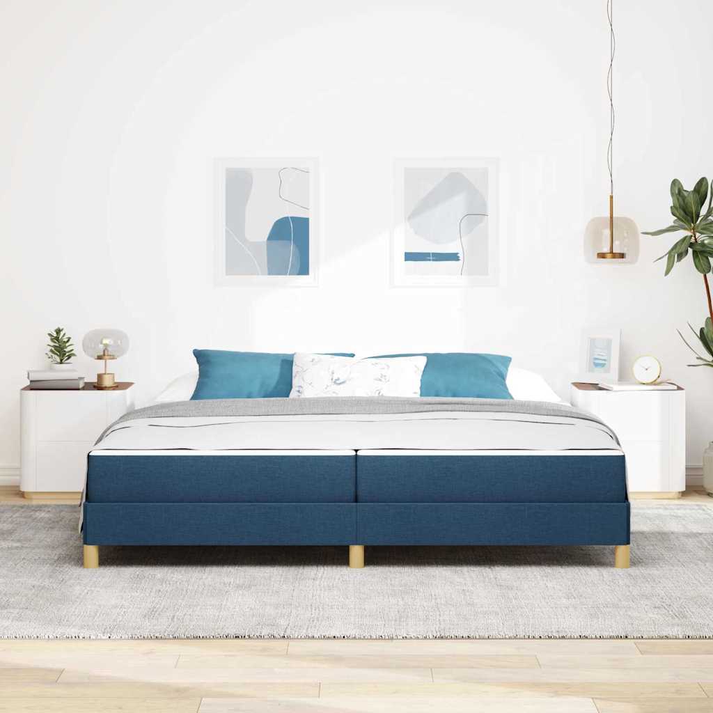 vidaXL Κρεβάτι με ελατήρια με στρώμα Μπλε 200 x 200 cm ύφασμα