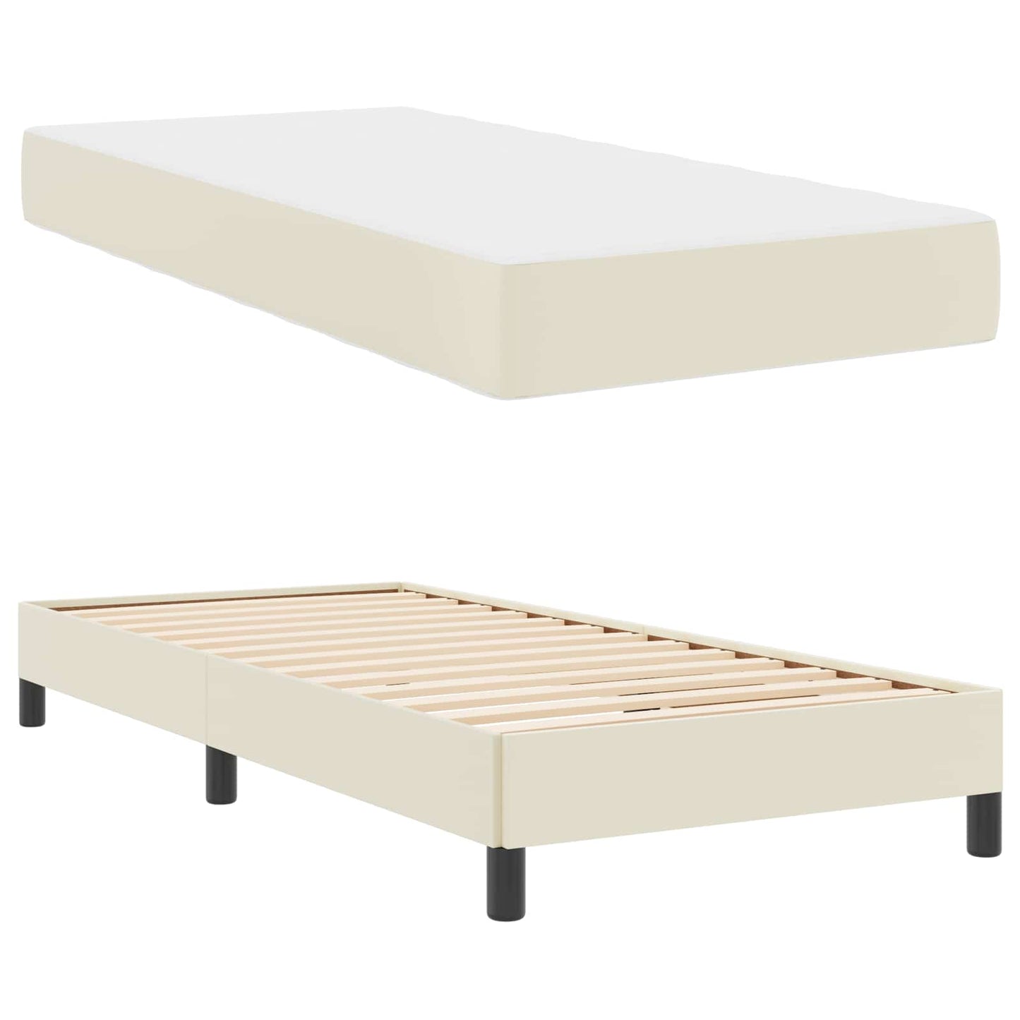 vidaXL Σκελετός Κρεβατιού με στρώμα Κρεμ 80 x 200 cm ύφασμα