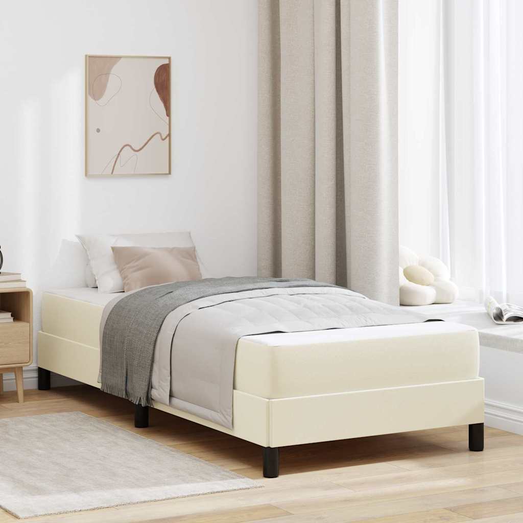 vidaXL Σκελετός Κρεβατιού με στρώμα Κρεμ 90 x 200 cm ύφασμα
