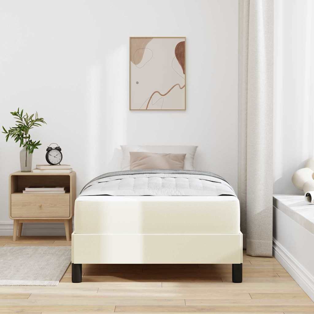 vidaXL Σκελετός Κρεβατιού με στρώμα Κρεμ 90 x 200 cm ύφασμα