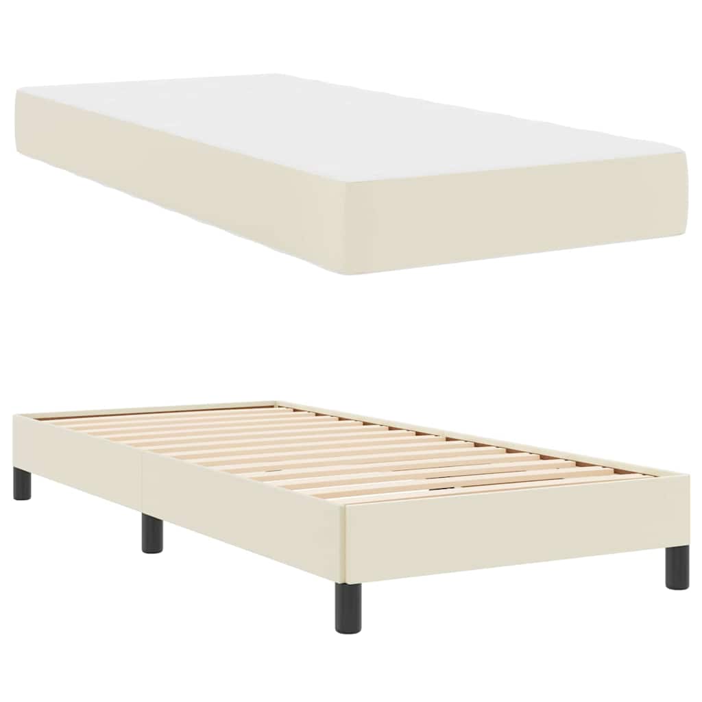 vidaXL Σκελετός Κρεβατιού με στρώμα Κρεμ 100 x 200 cm ύφασμα