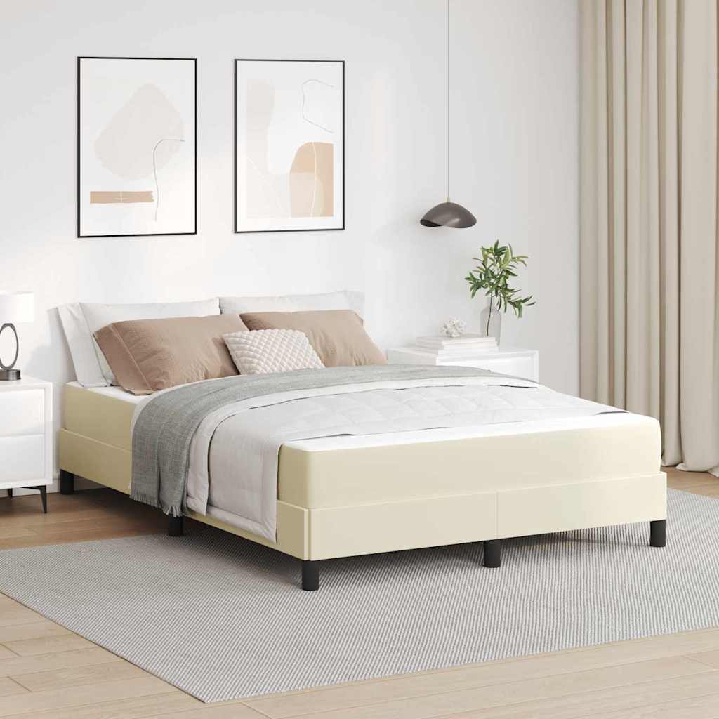 vidaXL Σκελετός Κρεβατιού με στρώμα Κρεμ 140 x 190 cm ύφασμα