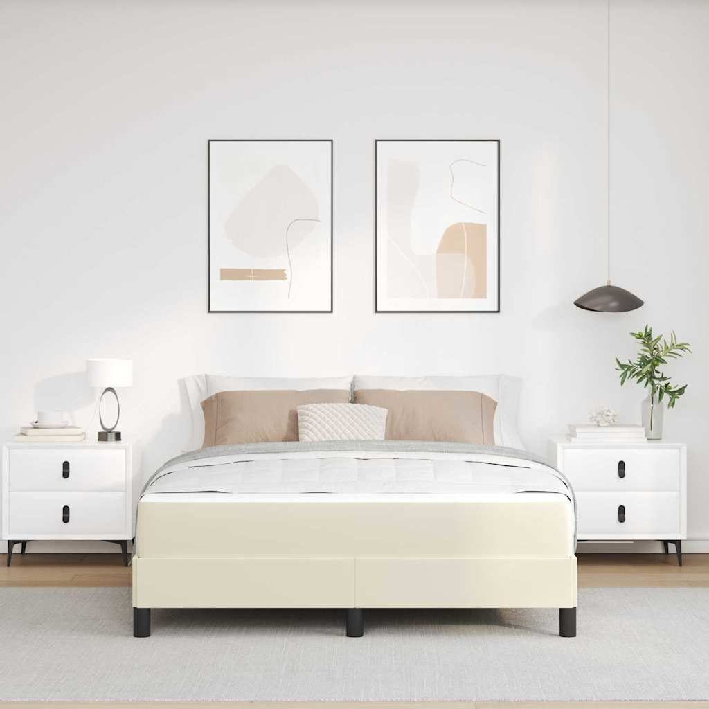 vidaXL Σκελετός Κρεβατιού με στρώμα Κρεμ 140 x 200 cm ύφασμα