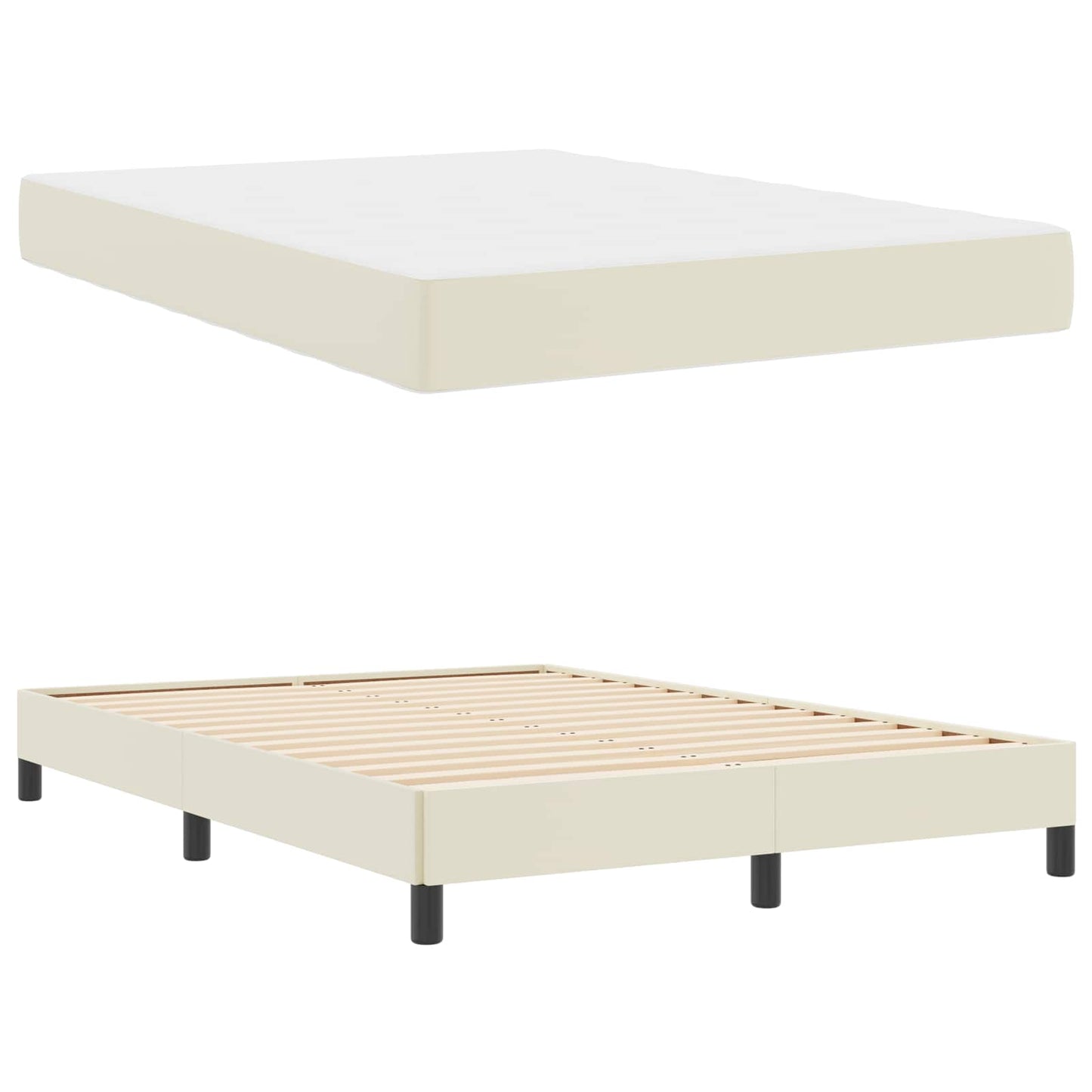vidaXL Σκελετός Κρεβατιού με στρώμα Κρεμ 140 x 200 cm ύφασμα