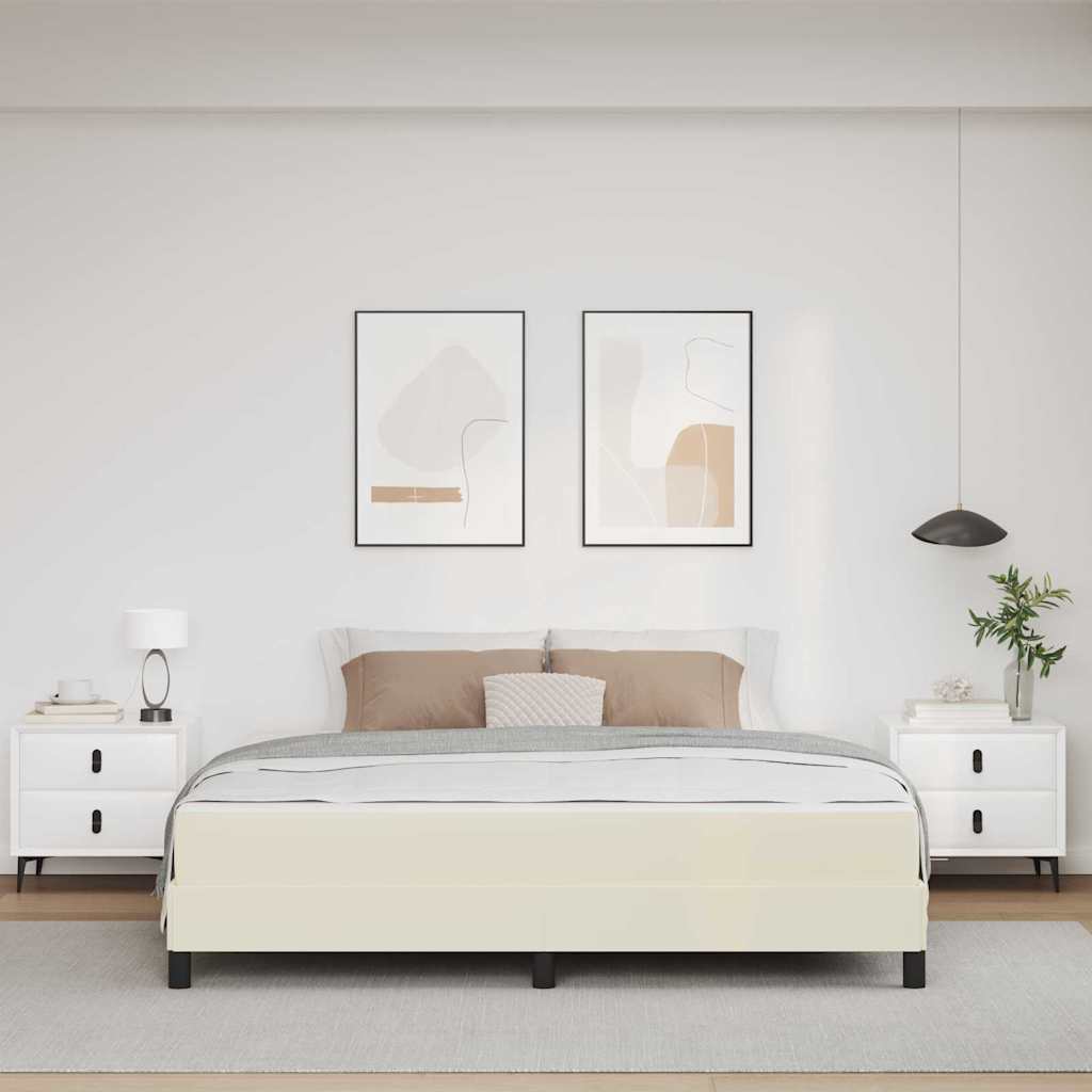 vidaXL Σκελετός Κρεβατιού με στρώμα Κρεμ 180 x 200 cm ύφασμα