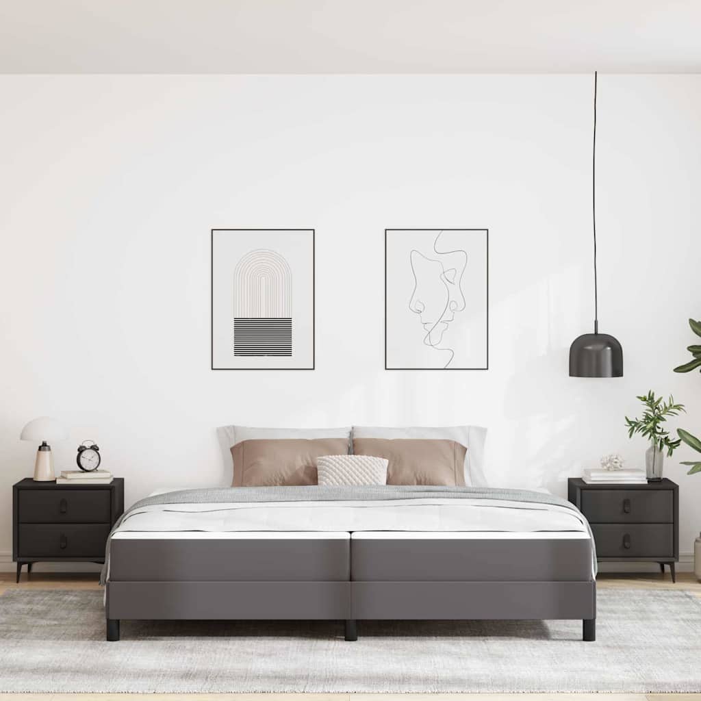 vidaXL Σκελετός Κρεβατιού με στρώμα Γκρι 200 x 200 cm ύφασμα