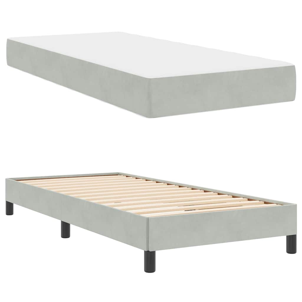 vidaXL Κρεβάτι box spring με στρώμα Ανοιχτό γκρι 80 x 200 cm Βελούδο