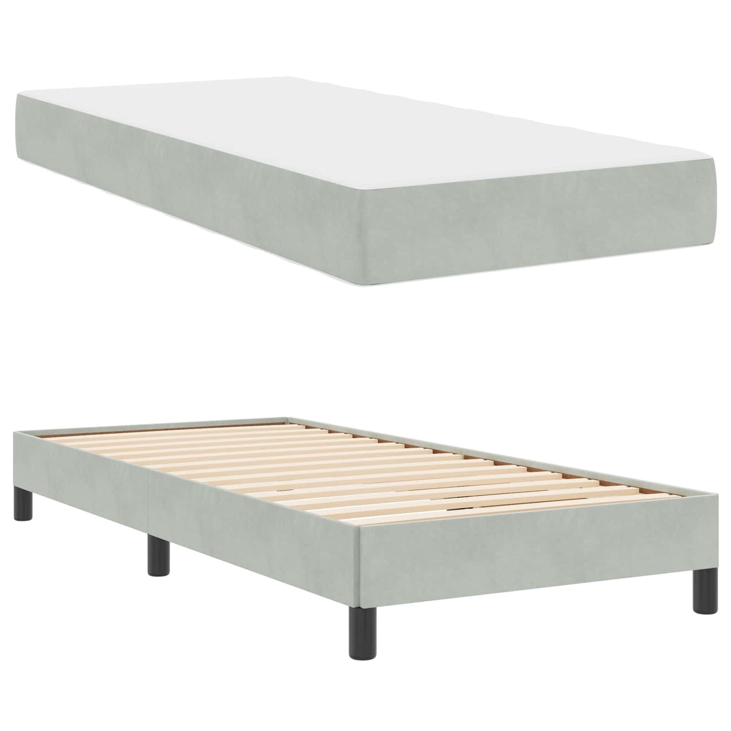 vidaXL Κρεβάτι box spring με στρώμα Ανοιχτό γκρι 80 x 200 cm Βελούδο