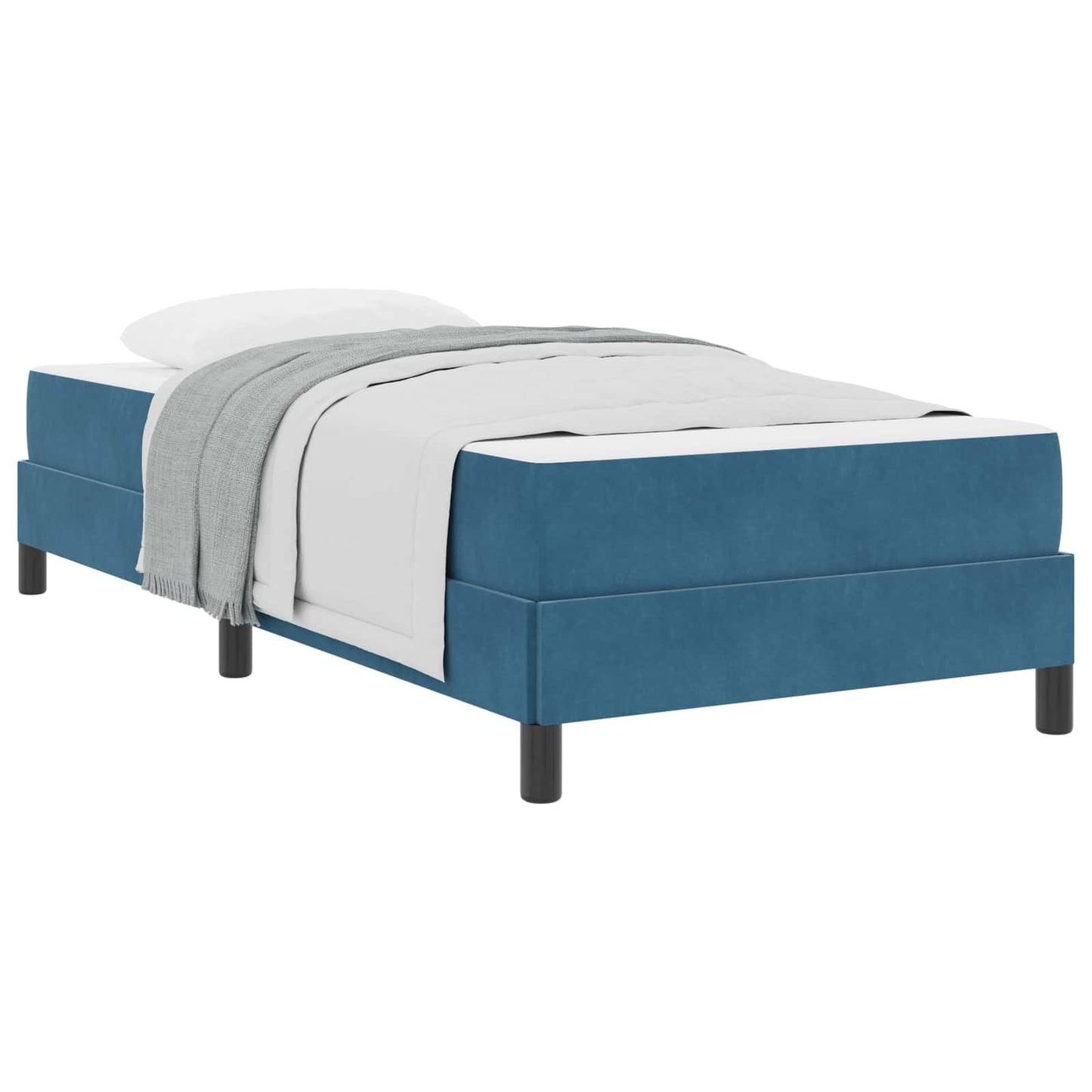 vidaXL Κρεβάτι box spring με στρώμα Σκούρο Μπλε 90 x 190 cm Βελούδο