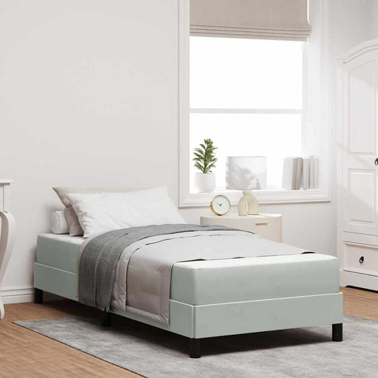 vidaXL Κρεβάτι box spring με στρώμα Ανοιχτό γκρι 90 x 200 cm Βελούδο