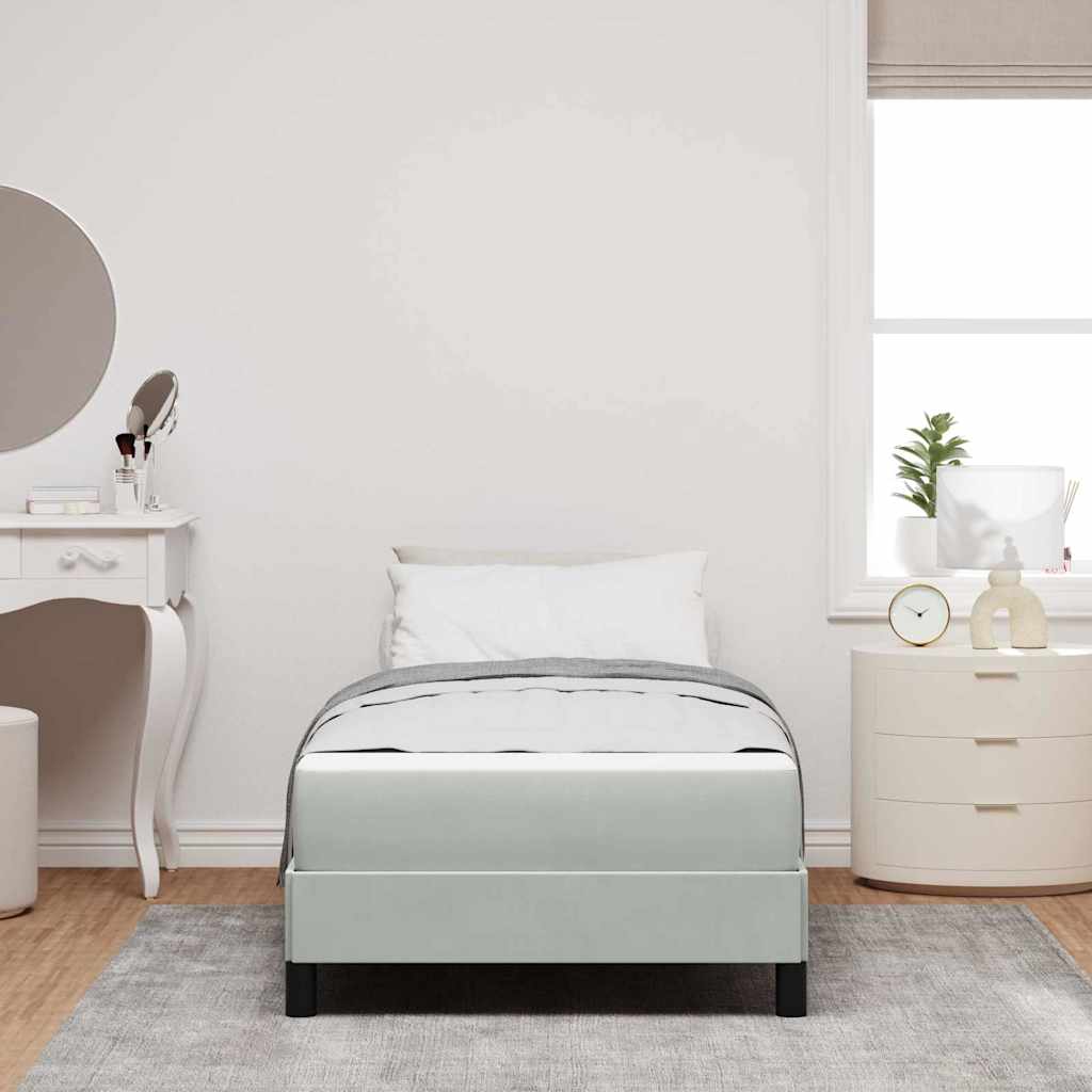 vidaXL Κρεβάτι box spring με στρώμα Ανοιχτό γκρι 90 x 200 cm Βελούδο
