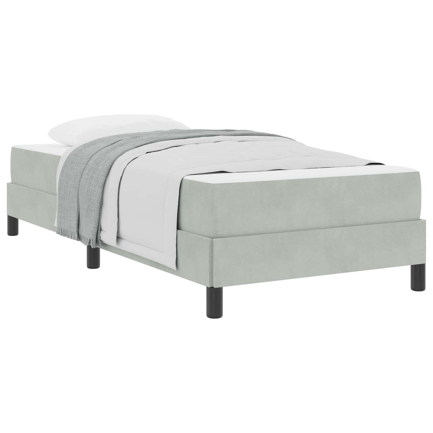 vidaXL Κρεβάτι box spring με στρώμα Ανοιχτό γκρι 90 x 200 cm Βελούδο