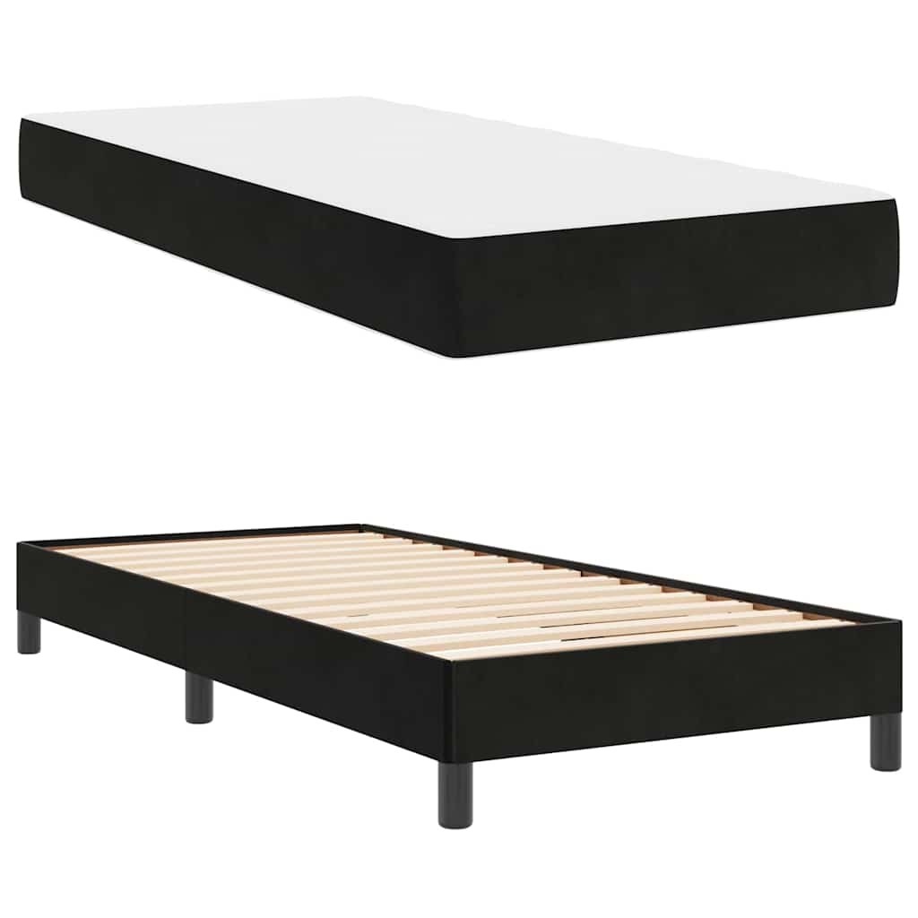 vidaXL Κρεβάτι box spring με στρώμα Μαύρο 90 x 200 cm Βελούδο