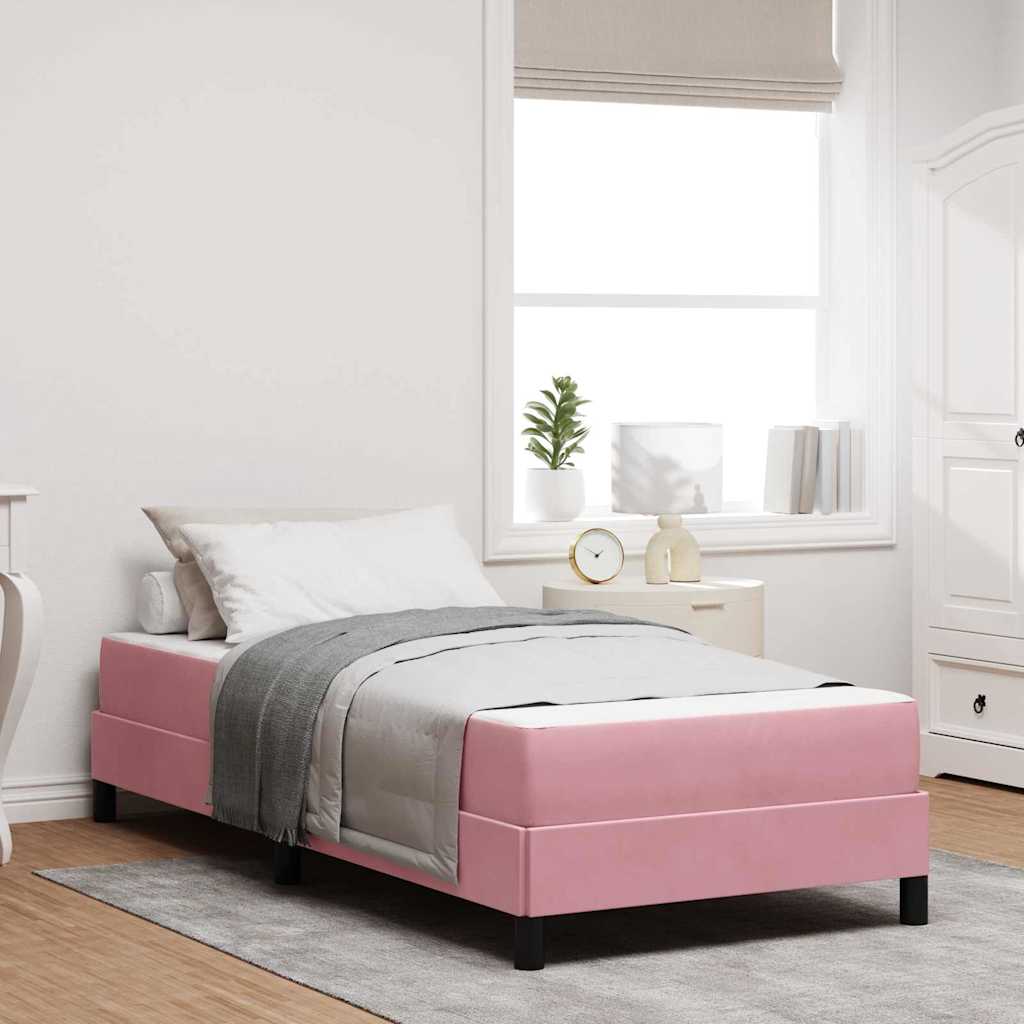 vidaXL Κρεβάτι box spring με στρώμα με στρώμα Ροζ 90 x 200 cm Βελούδο