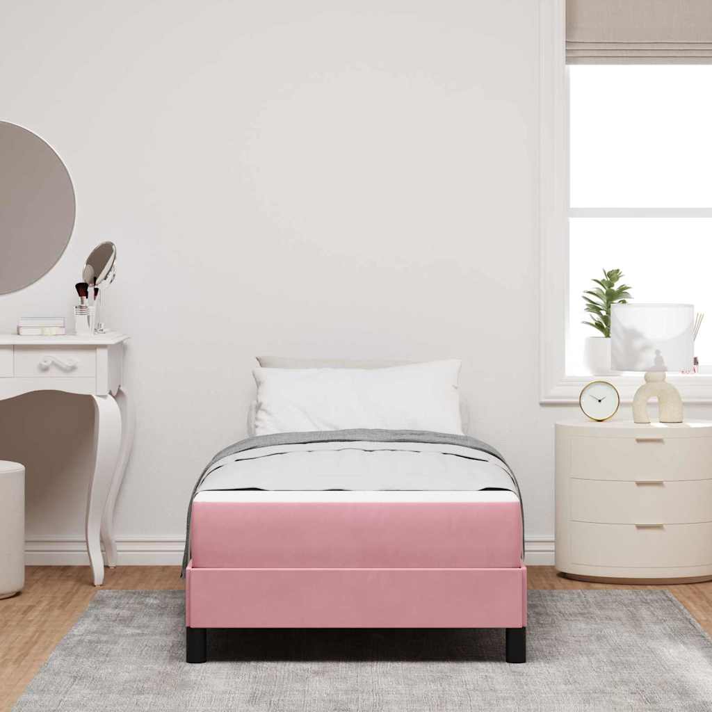 vidaXL Κρεβάτι box spring με στρώμα με στρώμα Ροζ 90 x 200 cm Βελούδο