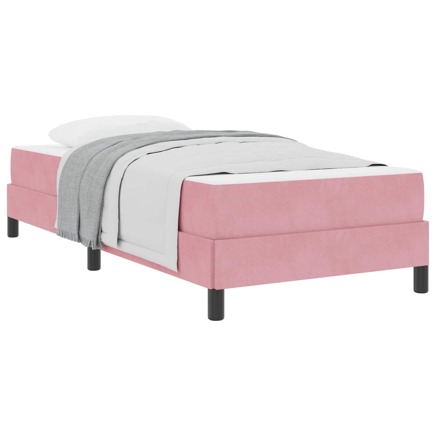 vidaXL Κρεβάτι box spring με στρώμα με στρώμα Ροζ 90 x 200 cm Βελούδο