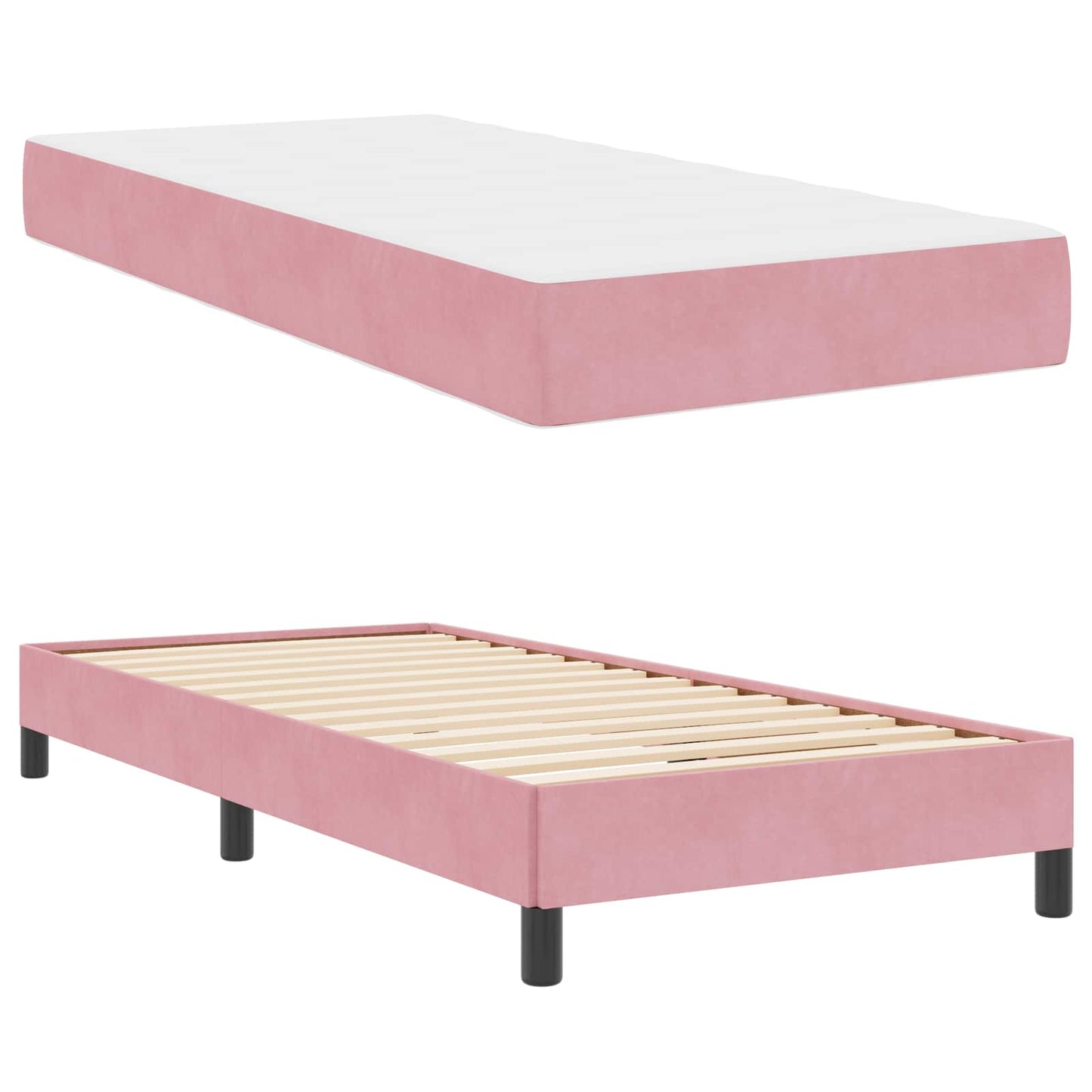 vidaXL Κρεβάτι box spring με στρώμα με στρώμα Ροζ 90 x 200 cm Βελούδο