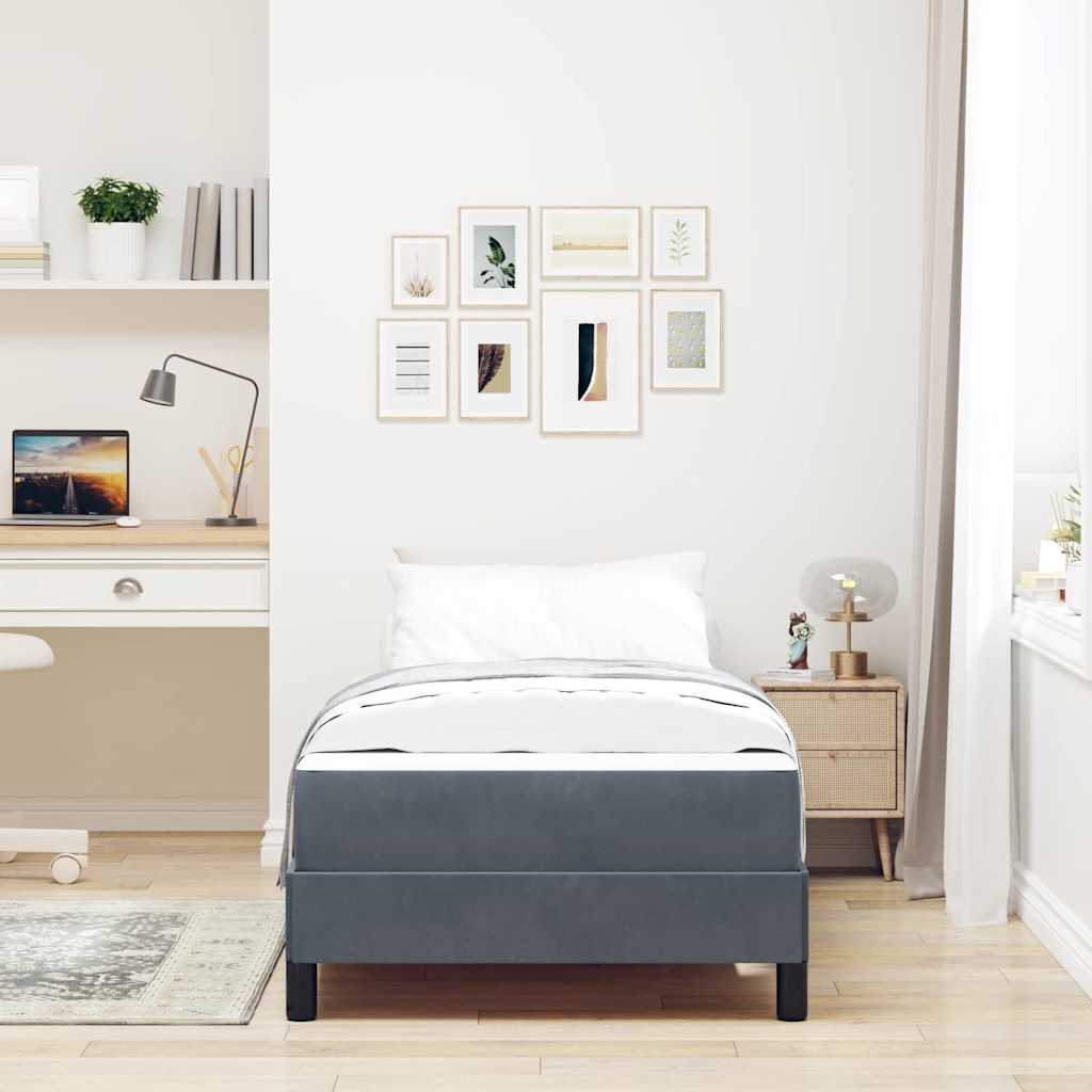 vidaXL Κρεβάτι box spring με στρώμα Σκούρο Γκρι 100 x 200 cm Βελούδο