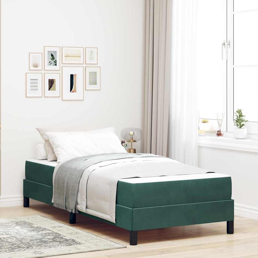 vidaXL Κρεβάτι box spring με στρώμα Σκούρο Πράσινο 100 x 200 cm