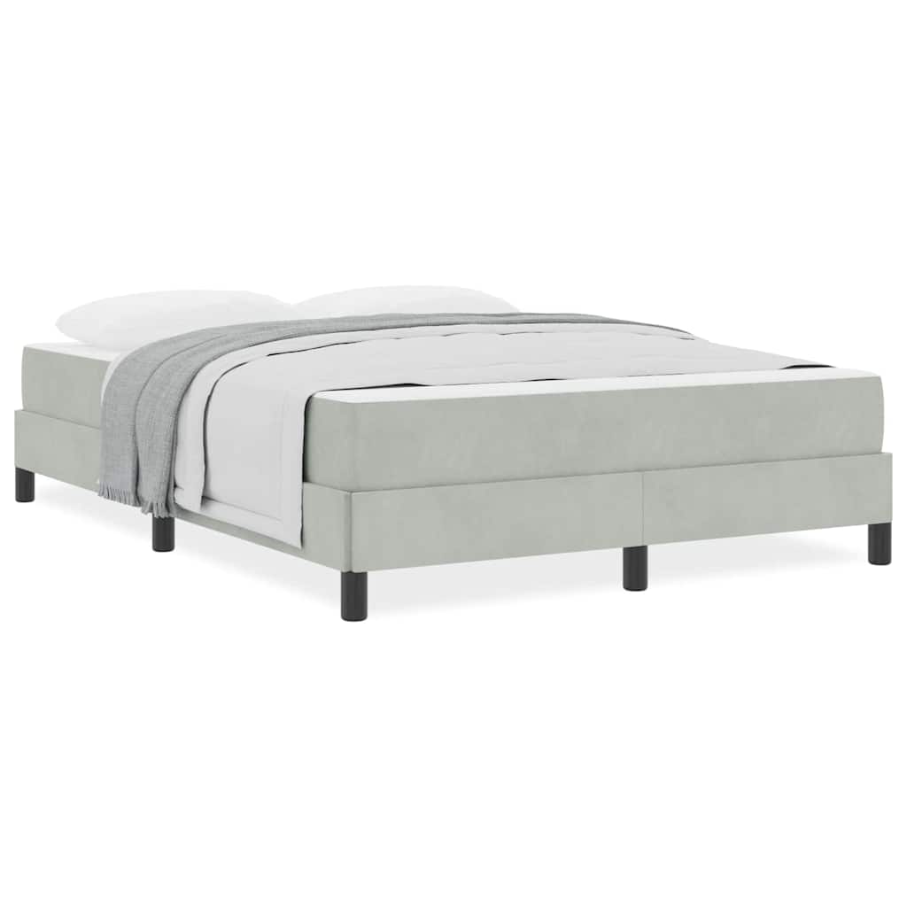 vidaXL Κρεβάτι box spring με στρώμα Ανοιχτό γκρι 140 x 190 cm Βελούδο