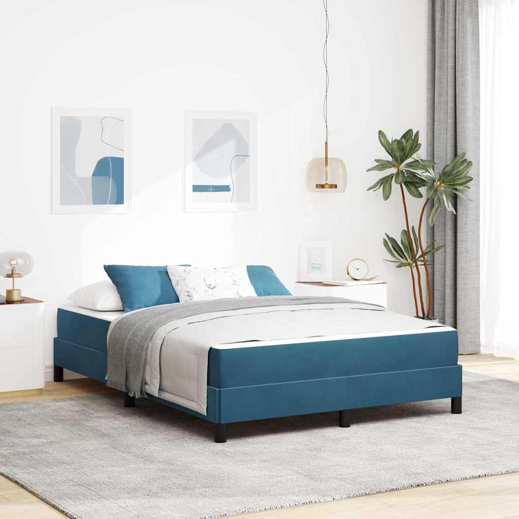 vidaXL Κρεβάτι box spring με στρώμα Σκούρο Μπλε 140 x 190 cm Βελούδο