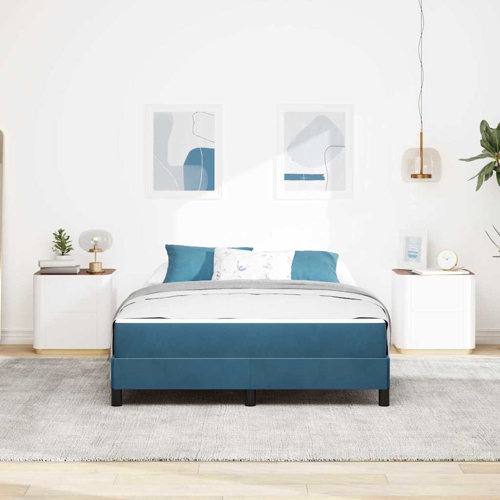 vidaXL Κρεβάτι box spring με στρώμα Σκούρο Μπλε 140 x 190 cm Βελούδο