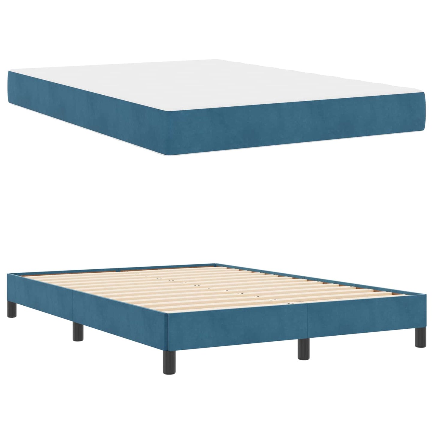 vidaXL Κρεβάτι box spring με στρώμα Σκούρο Μπλε 140 x 190 cm Βελούδο