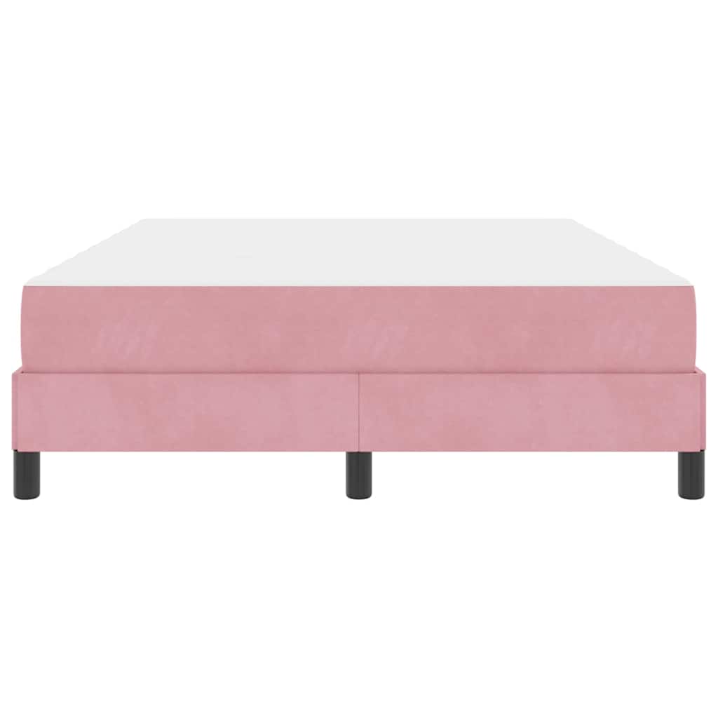 vidaXL Κρεβάτι box spring με στρώμα με στρώμα Ροζ 140 x 190 cm Βελούδο