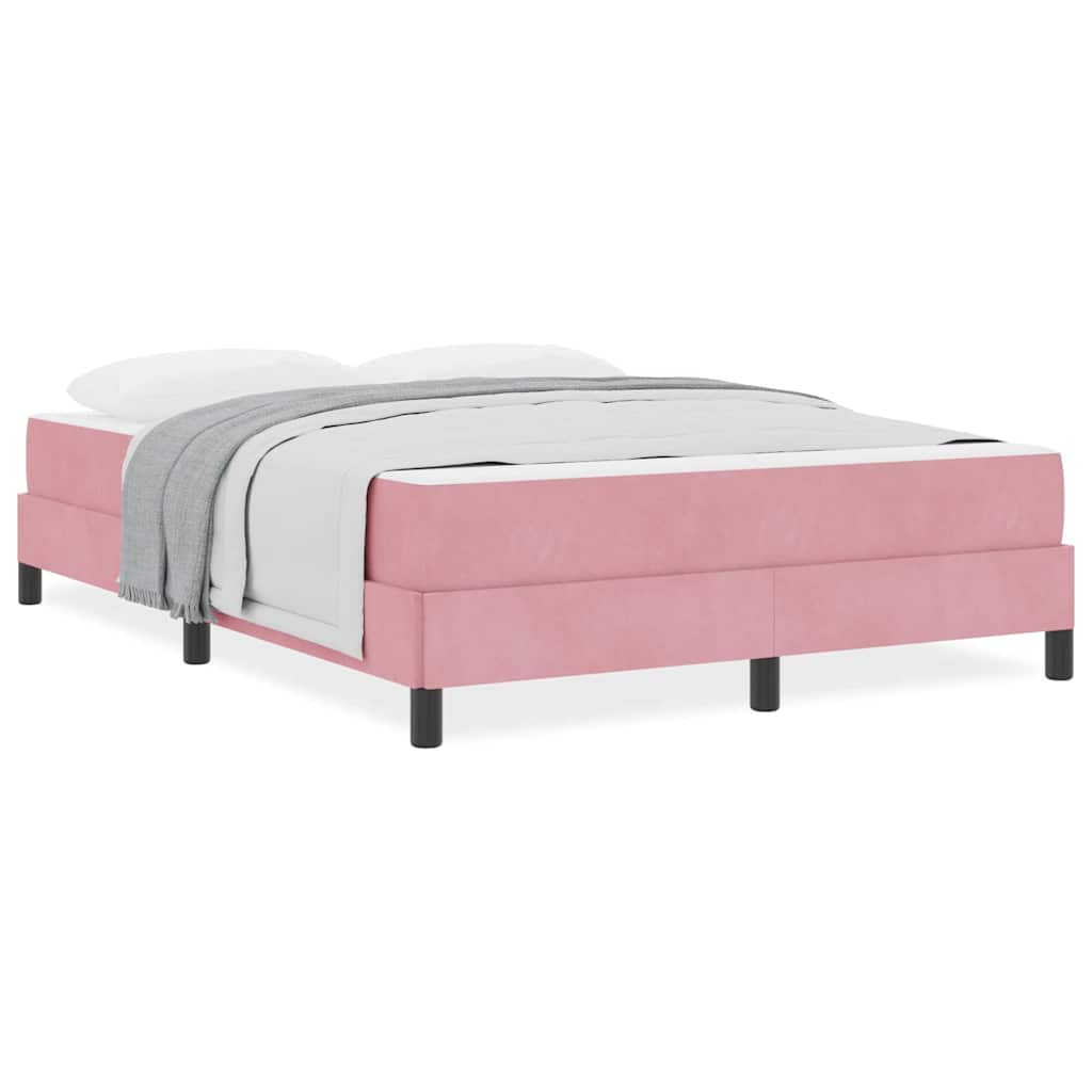 vidaXL Κρεβάτι box spring με στρώμα με στρώμα Ροζ 140 x 190 cm Βελούδο