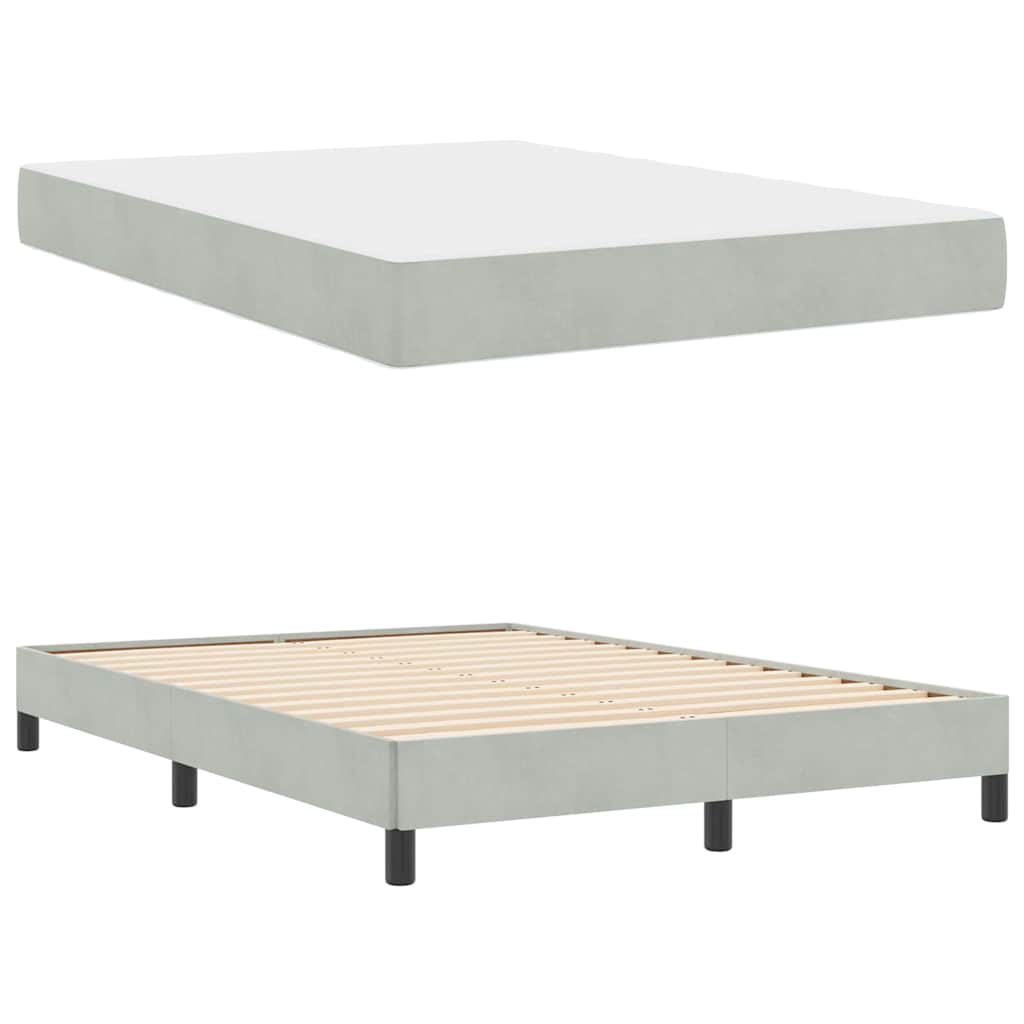 vidaXL Κρεβάτι box spring με στρώμα Ανοιχτό γκρι 140 x 200 cm Βελούδο