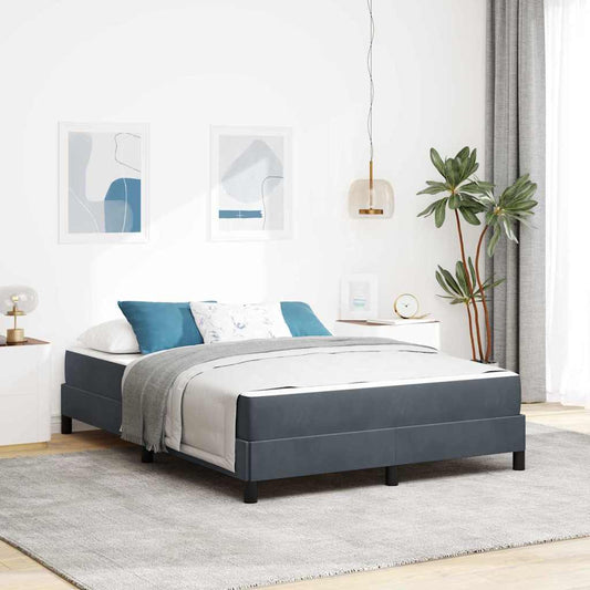 vidaXL Κρεβάτι box spring με στρώμα Σκούρο Γκρι 140 x 200 cm Βελούδο