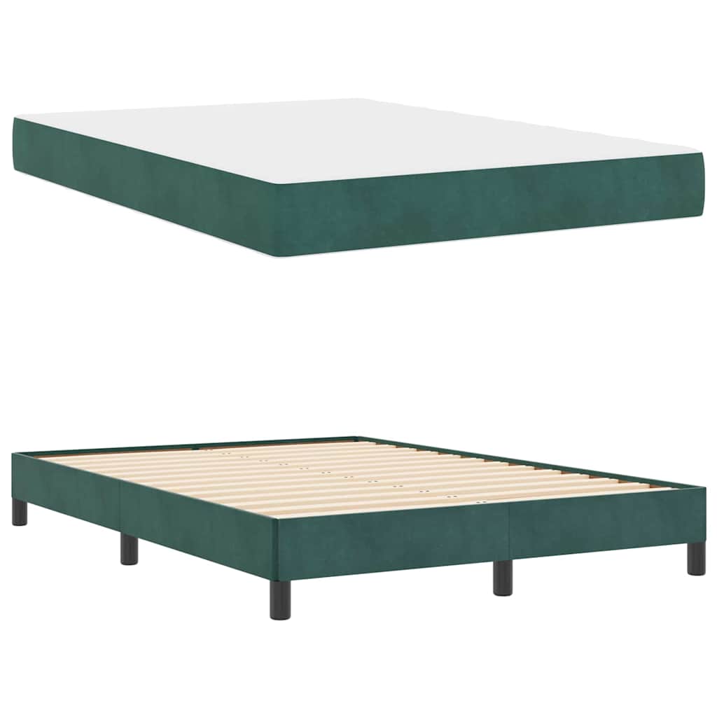 vidaXL Κρεβάτι box spring με στρώμα Σκούρο Πράσινο 140 x 200 cm