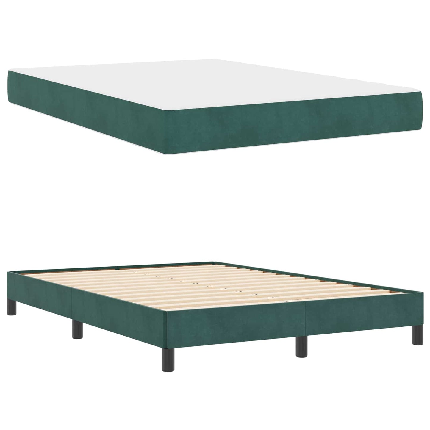 vidaXL Κρεβάτι box spring με στρώμα Σκούρο Πράσινο 140 x 200 cm
