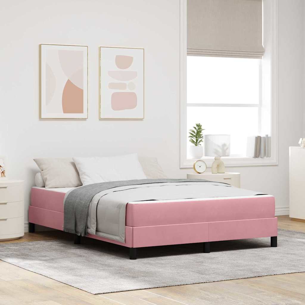 vidaXL Κρεβάτι με ελατήρια με στρώμα Ροζ 140 x 200 cm ύφασμα
