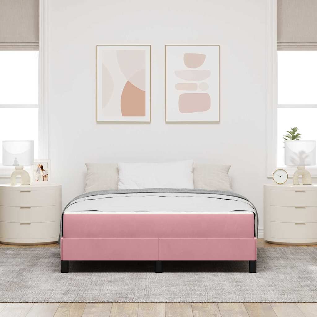 vidaXL Κρεβάτι με ελατήρια με στρώμα Ροζ 140 x 200 cm ύφασμα