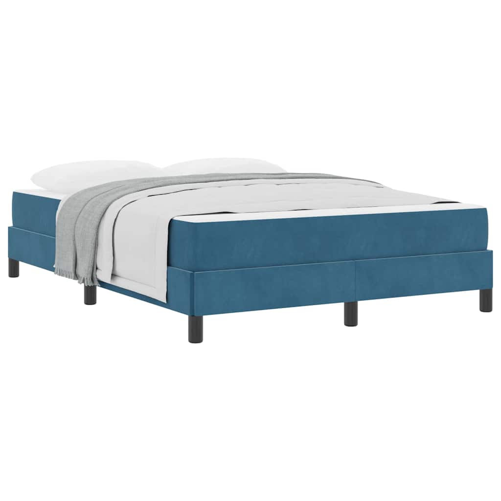 vidaXL Κρεβάτι box spring με στρώμα Σκούρο Μπλε 160 x 200 cm Βελούδο