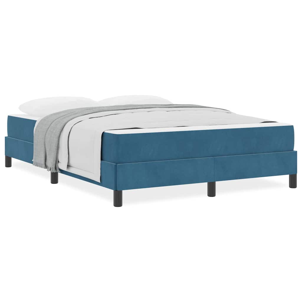 vidaXL Κρεβάτι box spring με στρώμα Σκούρο Μπλε 160 x 200 cm Βελούδο