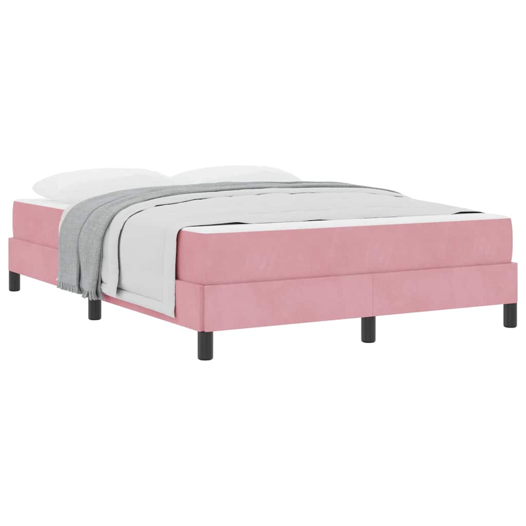 vidaXL Κρεβάτι box spring με στρώμα με στρώμα Ροζ 160 x 200 cm Βελούδο