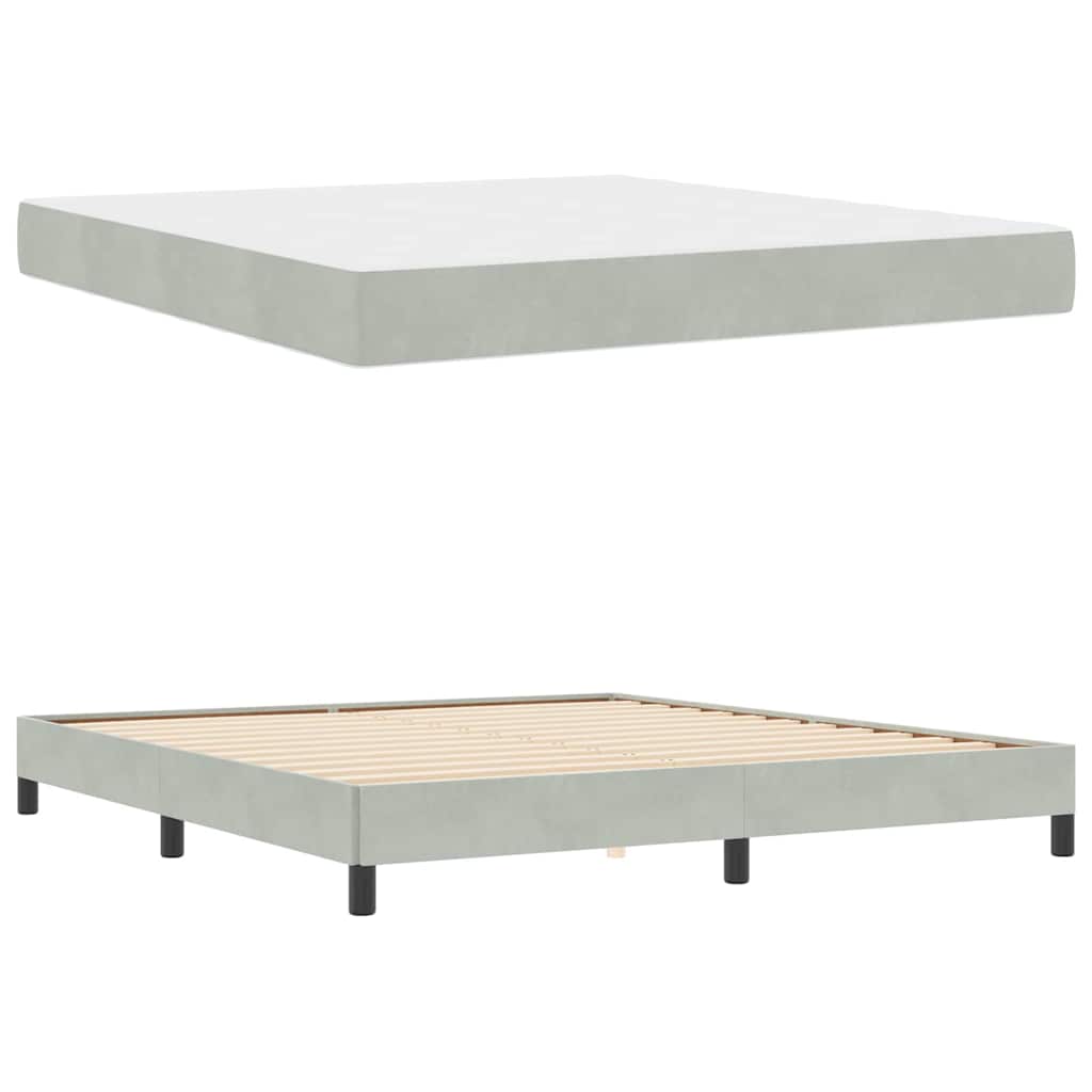 vidaXL Κρεβάτι box spring με στρώμα Ανοιχτό γκρι 180 x 200 cm Βελούδο
