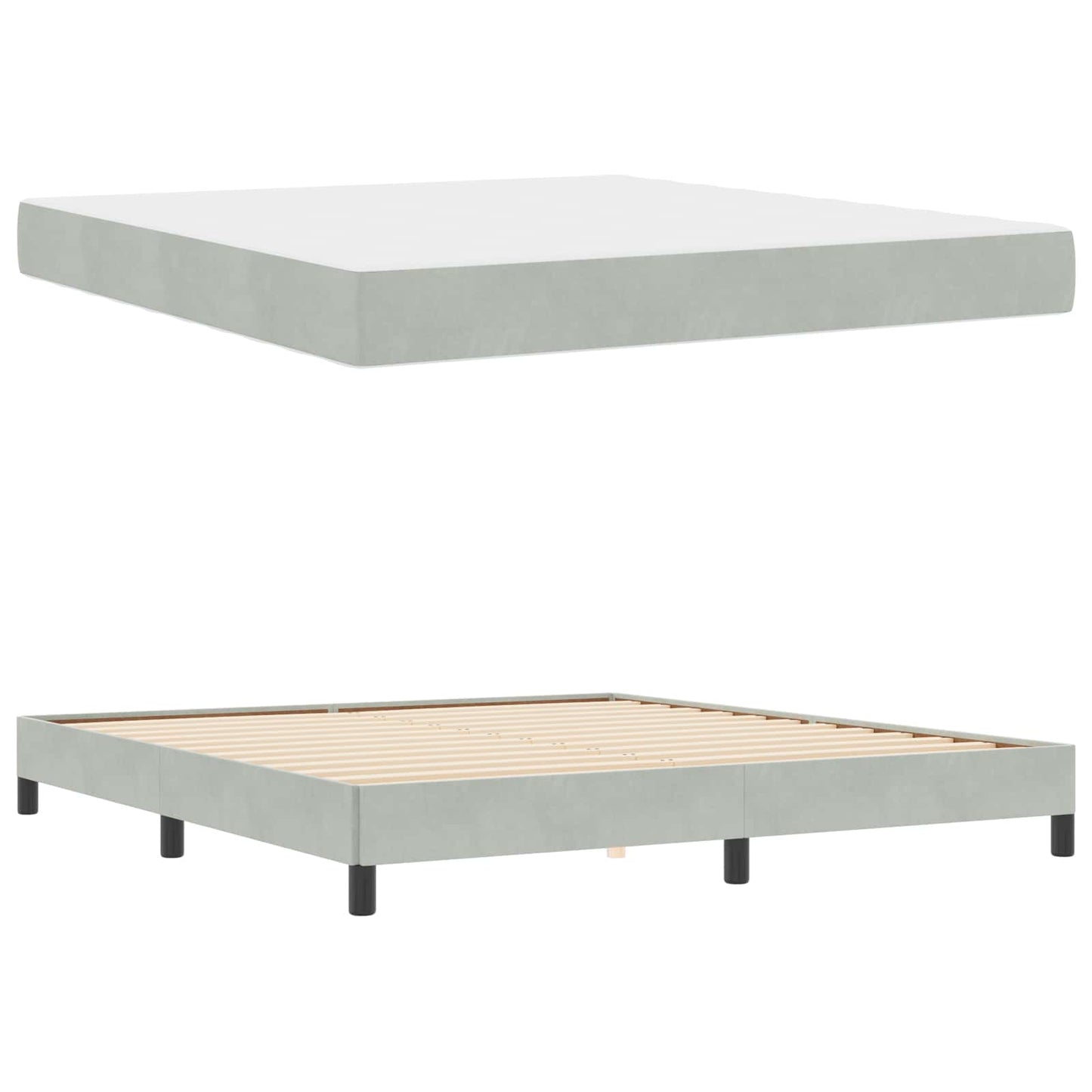vidaXL Κρεβάτι box spring με στρώμα Ανοιχτό γκρι 180 x 200 cm Βελούδο