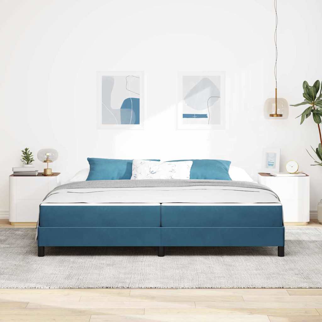 vidaXL Κρεβάτι box spring με στρώμα Σκούρο Μπλε 200 x 200 cm Βελούδο