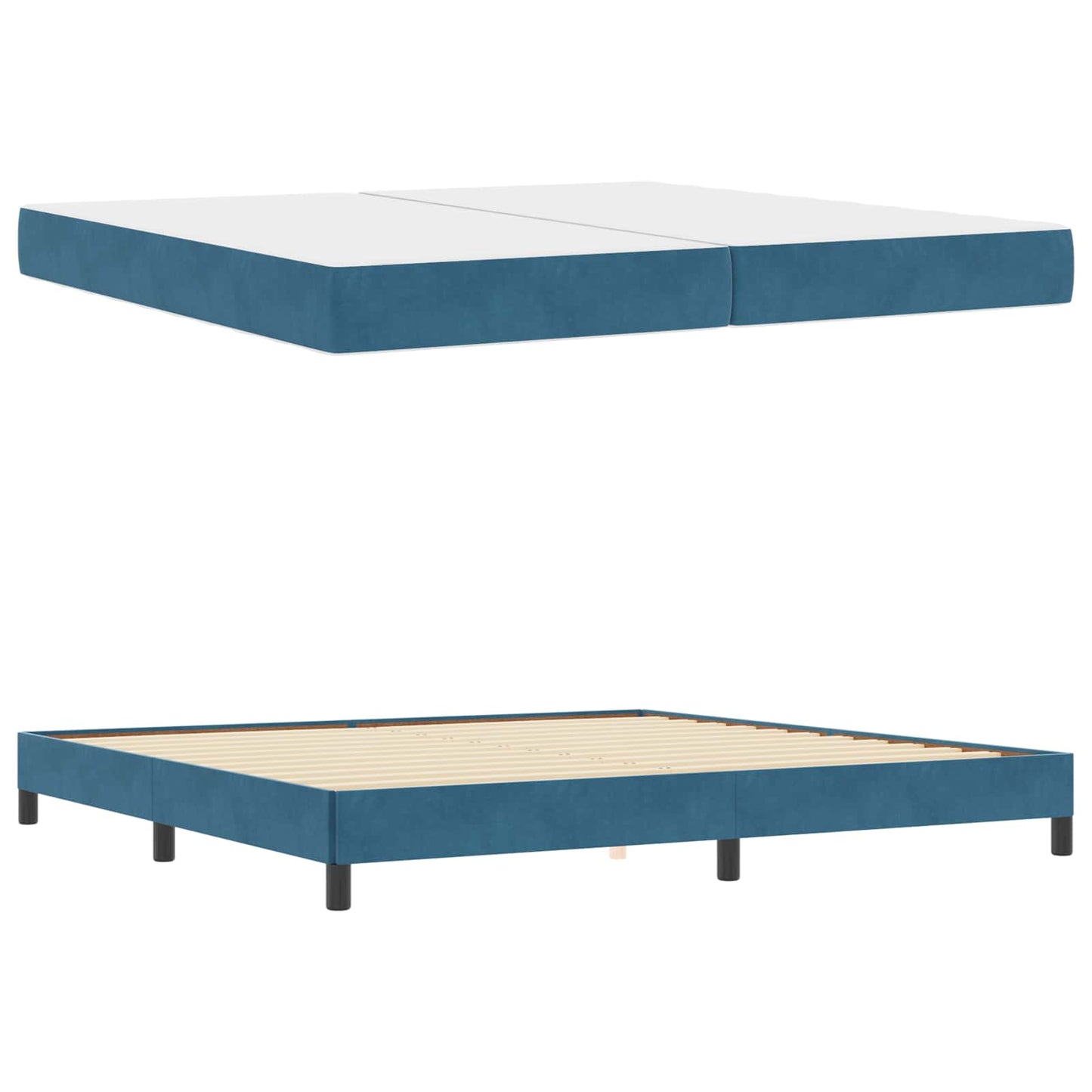 vidaXL Κρεβάτι box spring με στρώμα Σκούρο Μπλε 200 x 200 cm Βελούδο