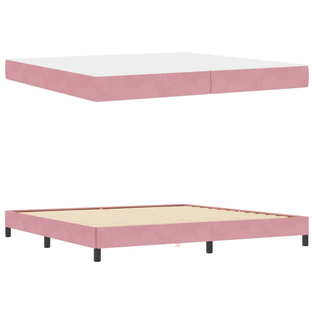 vidaXL Κρεβάτι box spring με στρώμα με στρώμα Ροζ 200 x 200 cm Βελούδο