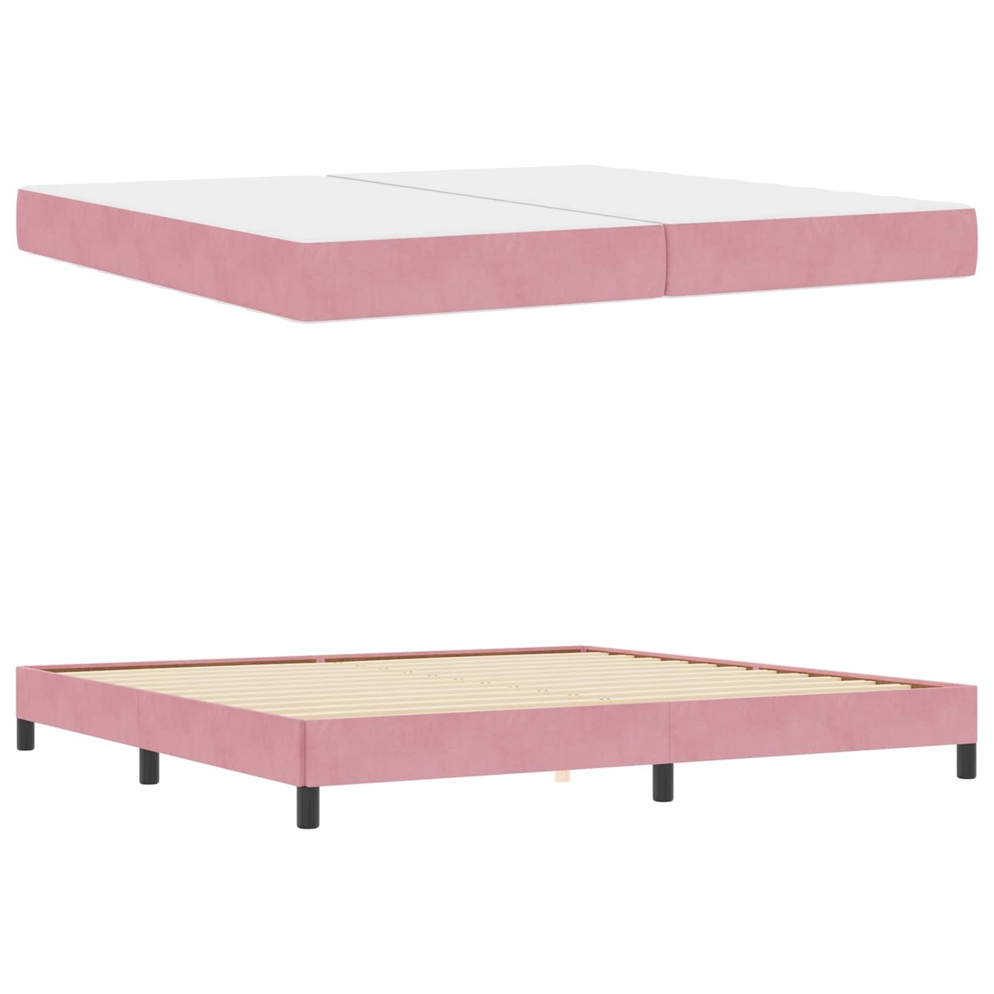 vidaXL Κρεβάτι box spring με στρώμα με στρώμα Ροζ 200 x 200 cm Βελούδο