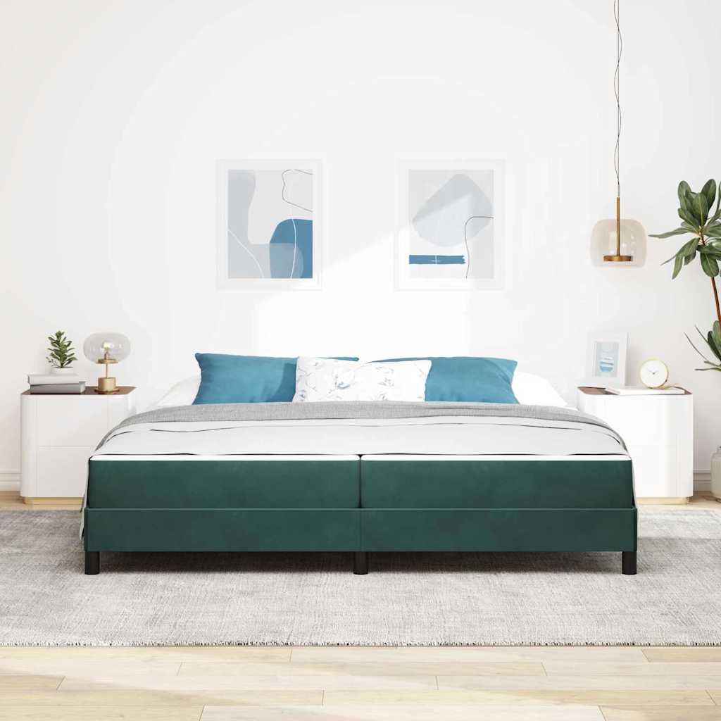vidaXL Κρεβάτι με ελατήρια Σκούρο Πράσινο 200 x 210 cm ύφασμα