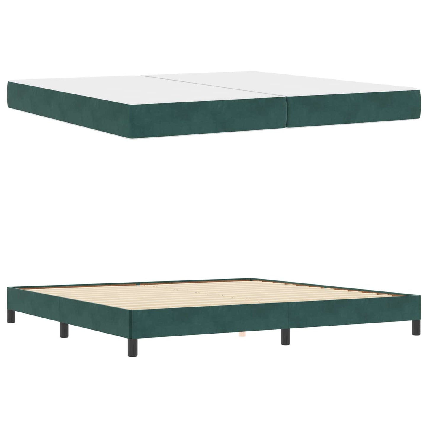 vidaXL Κρεβάτι με ελατήρια Σκούρο Πράσινο 200 x 210 cm ύφασμα
