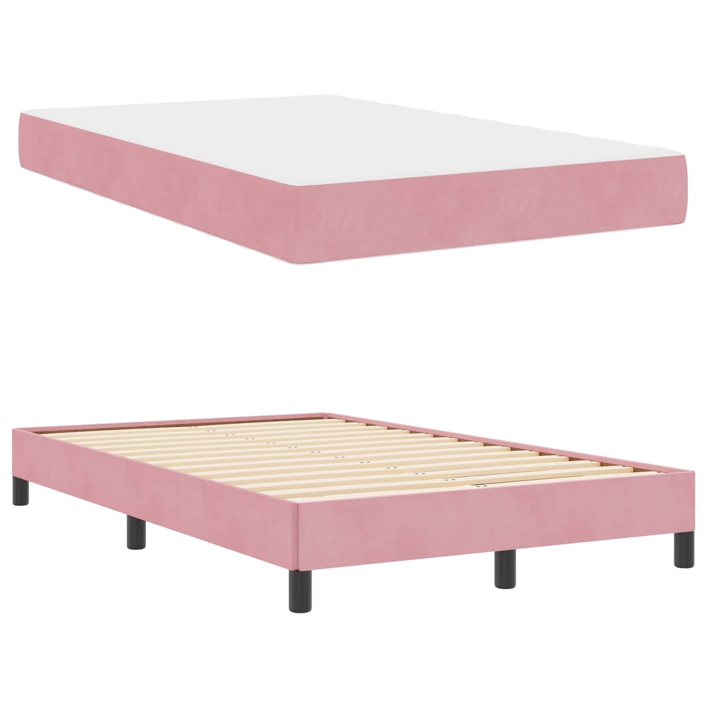 vidaXL Κρεβάτι με ελατήρια με στρώμα Ροζ 120 x 220 cm ύφασμα